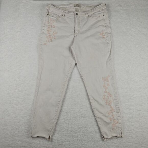 Vintage America Blues‎ Light Pink Womens 14 Boho Skinny Ankle Embroidered Flower - Picture 1 of 13